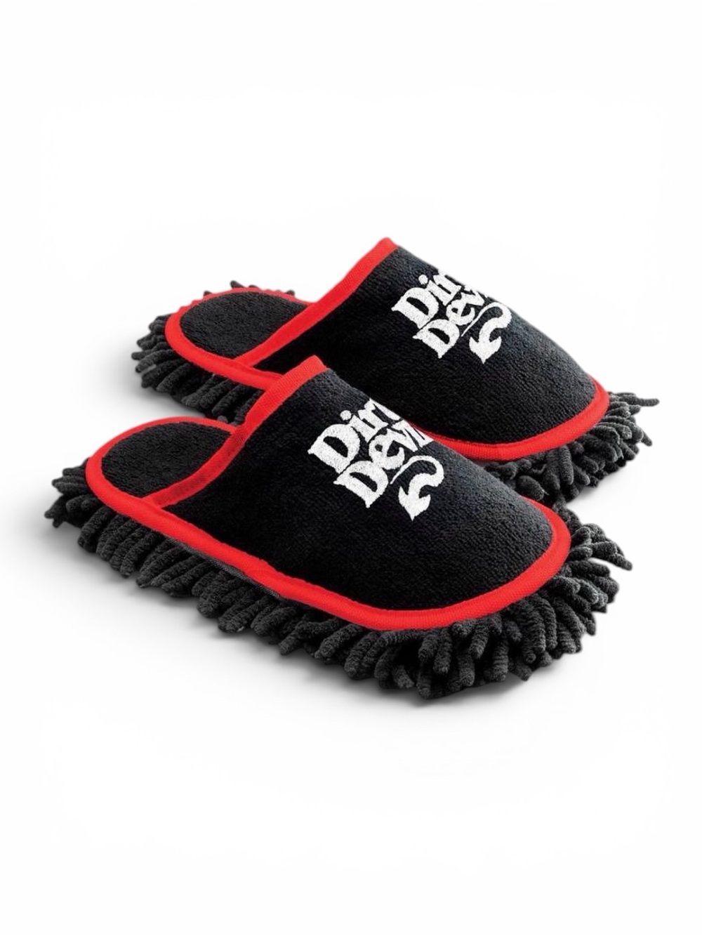 DIRT DEVIL Cleaning Slippers in Black with Red Trim ONE SIZE FITS MOST New